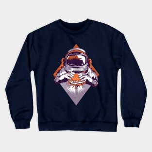 Astronaut Eating a Hamburger in Outer Space Crewneck Sweatshirt